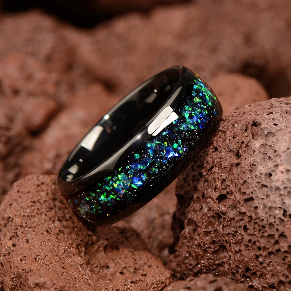 الحديثة الأسود الصلب خاتم مجردة الفضة احباط الفن الفاخرة ماتي النهاية رجالي موضة الزفاف الفرقة بيان مجوهرات هدية #3