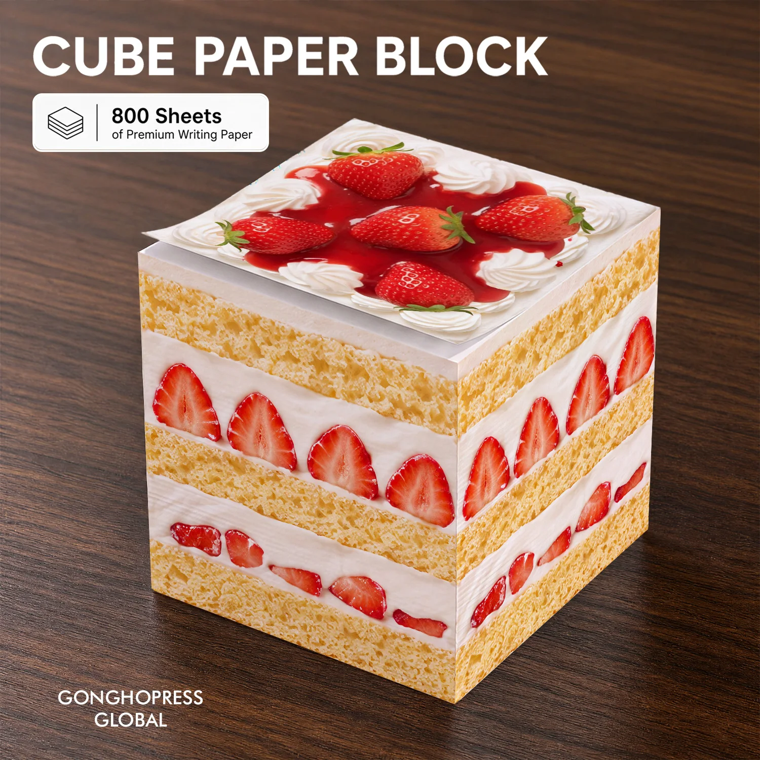 1pcs Strawberry Cake Shaped Memo Cube 800 Sheets Food Art Sticky Note Pad Block Decorative Desk Notepad Paper Creative Office Gi