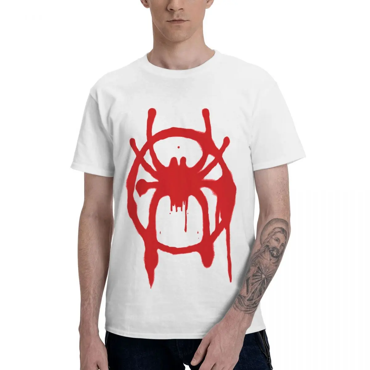 Fashion Into The Spider-Verse T-Shirt Pure Cotton Crewneck Men T Shirt Short Sleeve Oversized Novelty Tees Tops Summer EU Size