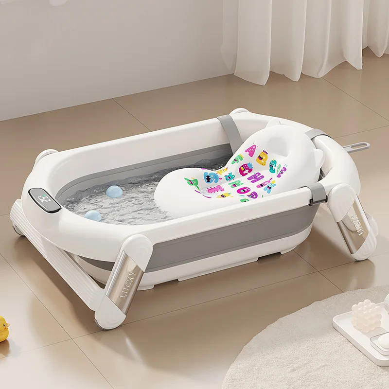Newborn Baby Bath Tub Foldable Baby Bath Tub PP Material for for Sitting or Lying Positions  with Temperature Sensor