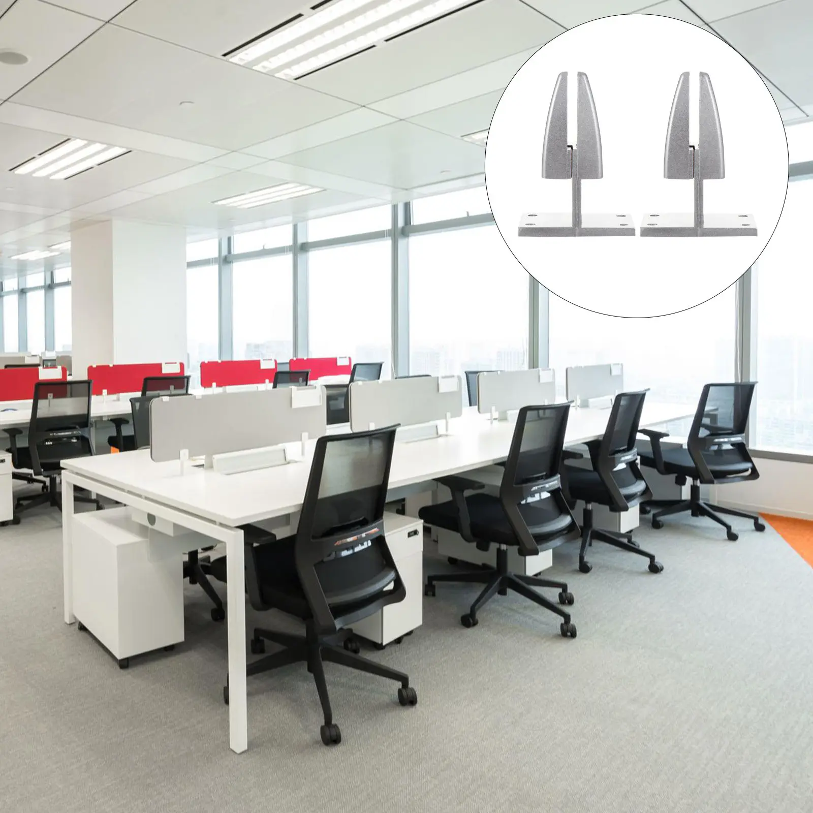 2pcs Desk Divider Clamps for Glass Partitions – Heavy-Duty Metal Privacy Screen Clips with Thickened Stable Base