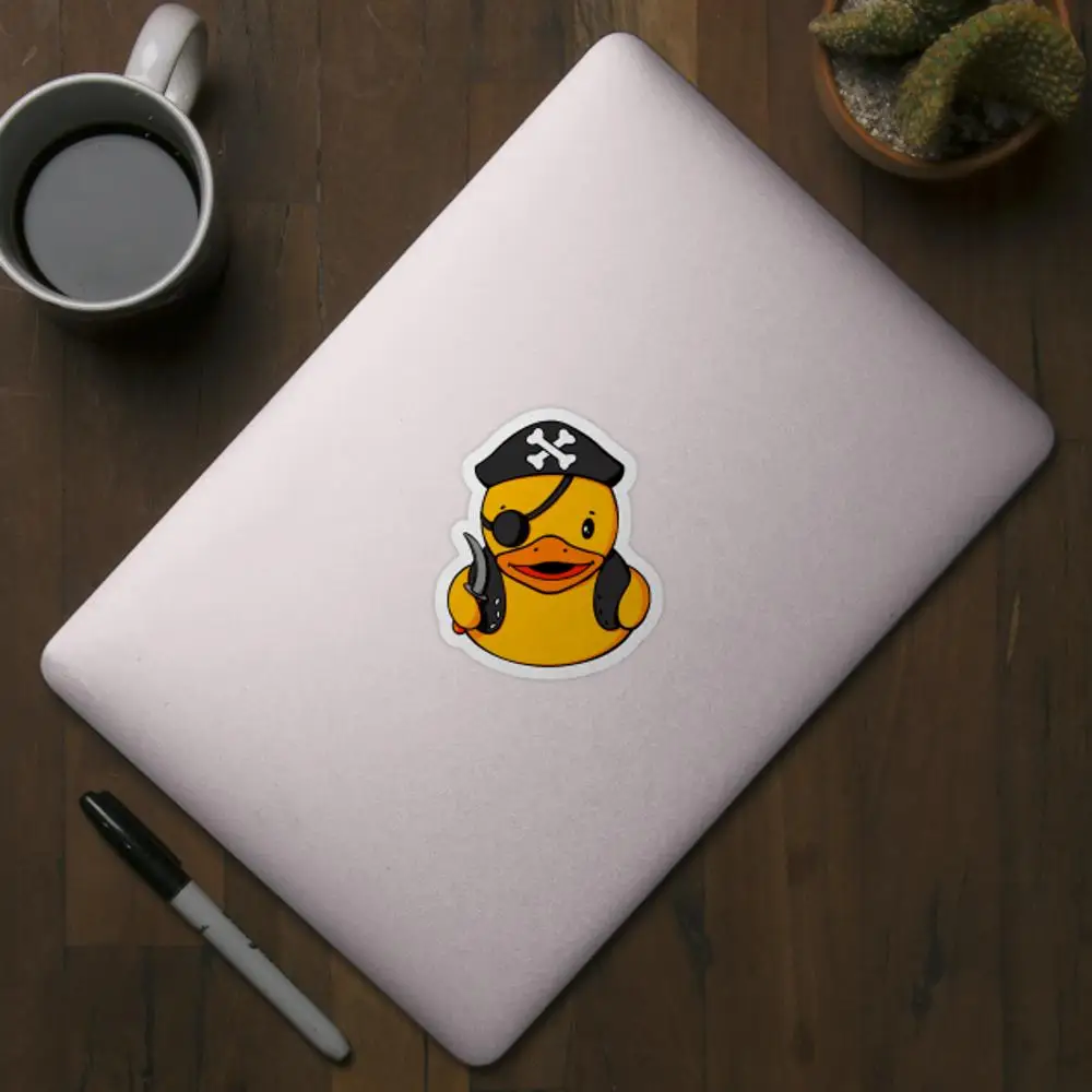 Pirate Rubber Duck Sticker for Laptop Decor Bedroom Car Cute Cartoon Art Fashionable Public Suitcase