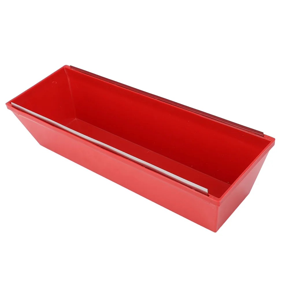 ABS Plastic Drywall Mud Pan Sheared Edges Steel Scraping Bar Plastering Mud Tray Tapered Sides 14 Inch Mud Pan Bucket
