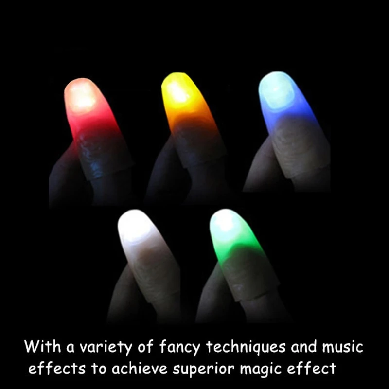 1 pair novelty glowing thumb light magic trick props glow dancing close-up stage super bright Halloween child gift luminous toys