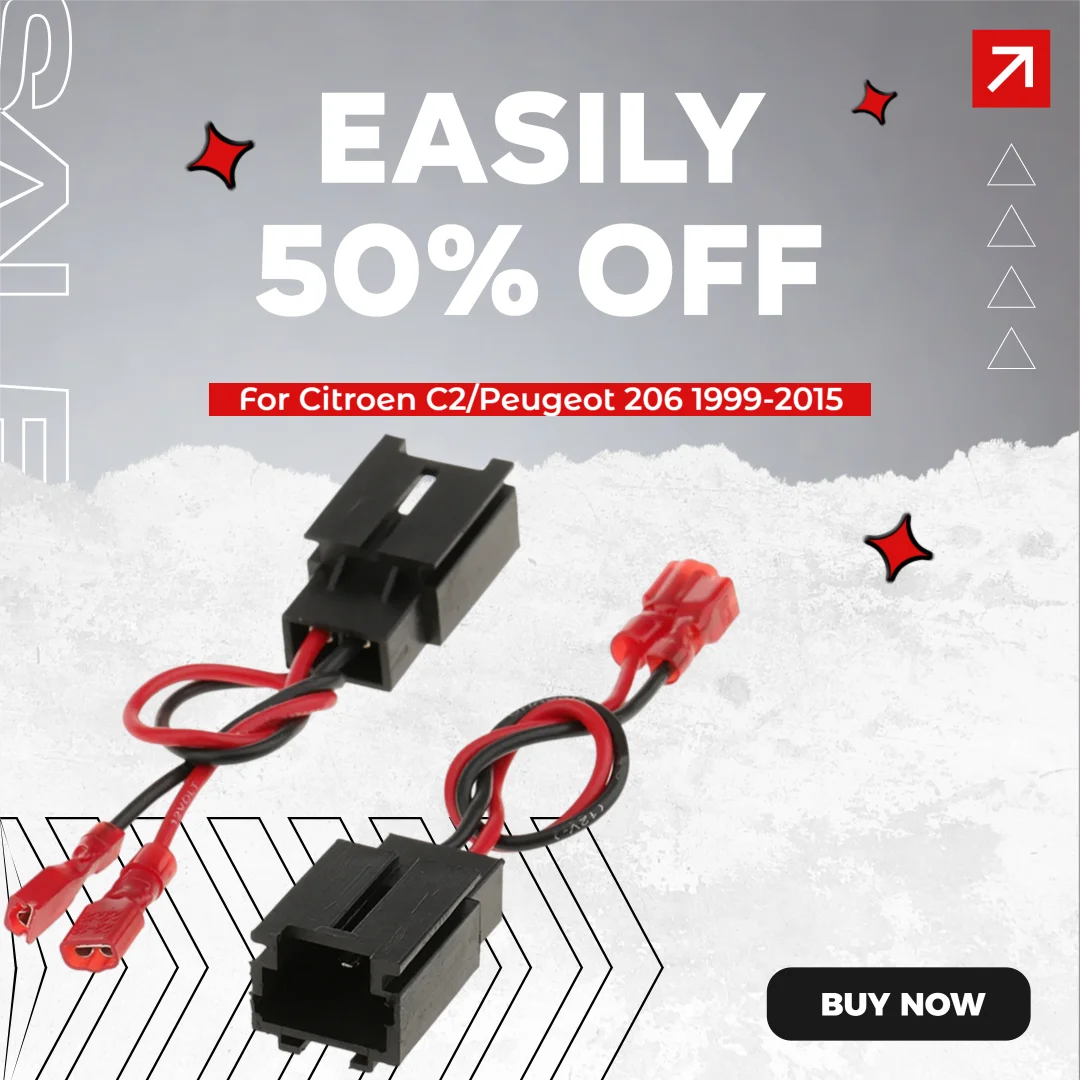 2pcs Audio Speaker Cable Adapter Plug  for Citroen C2/Peugeot 206 1999-2015 Studio Wire Harness Connector Car Accessories