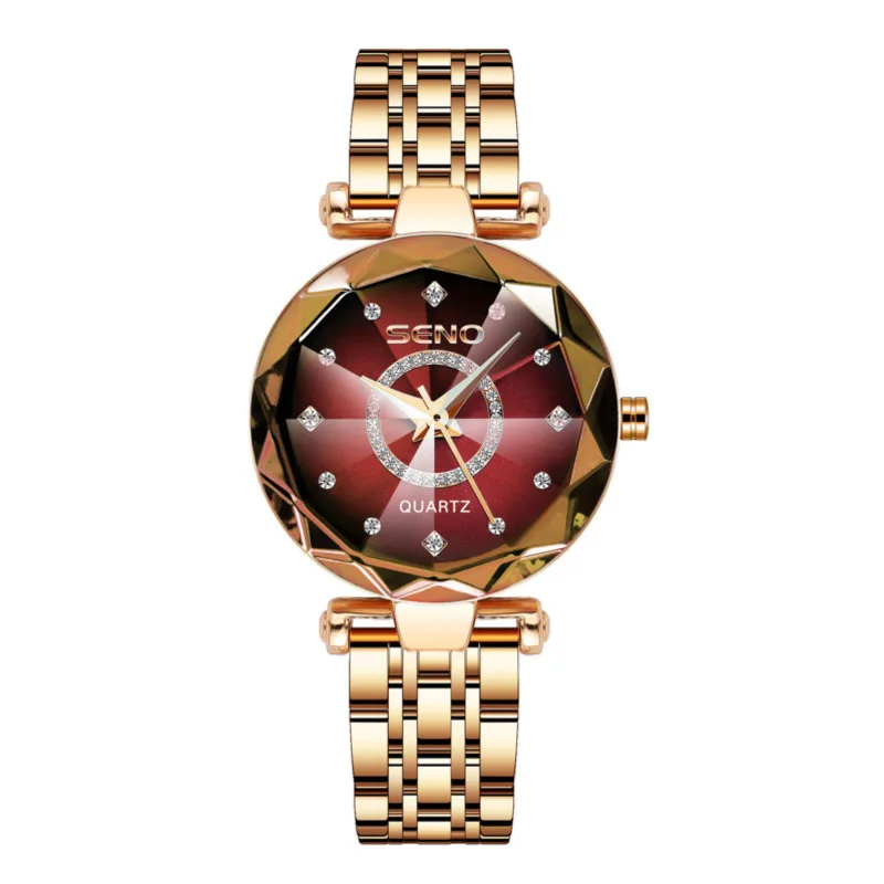 Montre à quartz étanche avec bracelet en acier pour femme, montre-bracelet populaire, visage en diamant, océan, cœur, étoile, ciel, mode de luxe, 2023