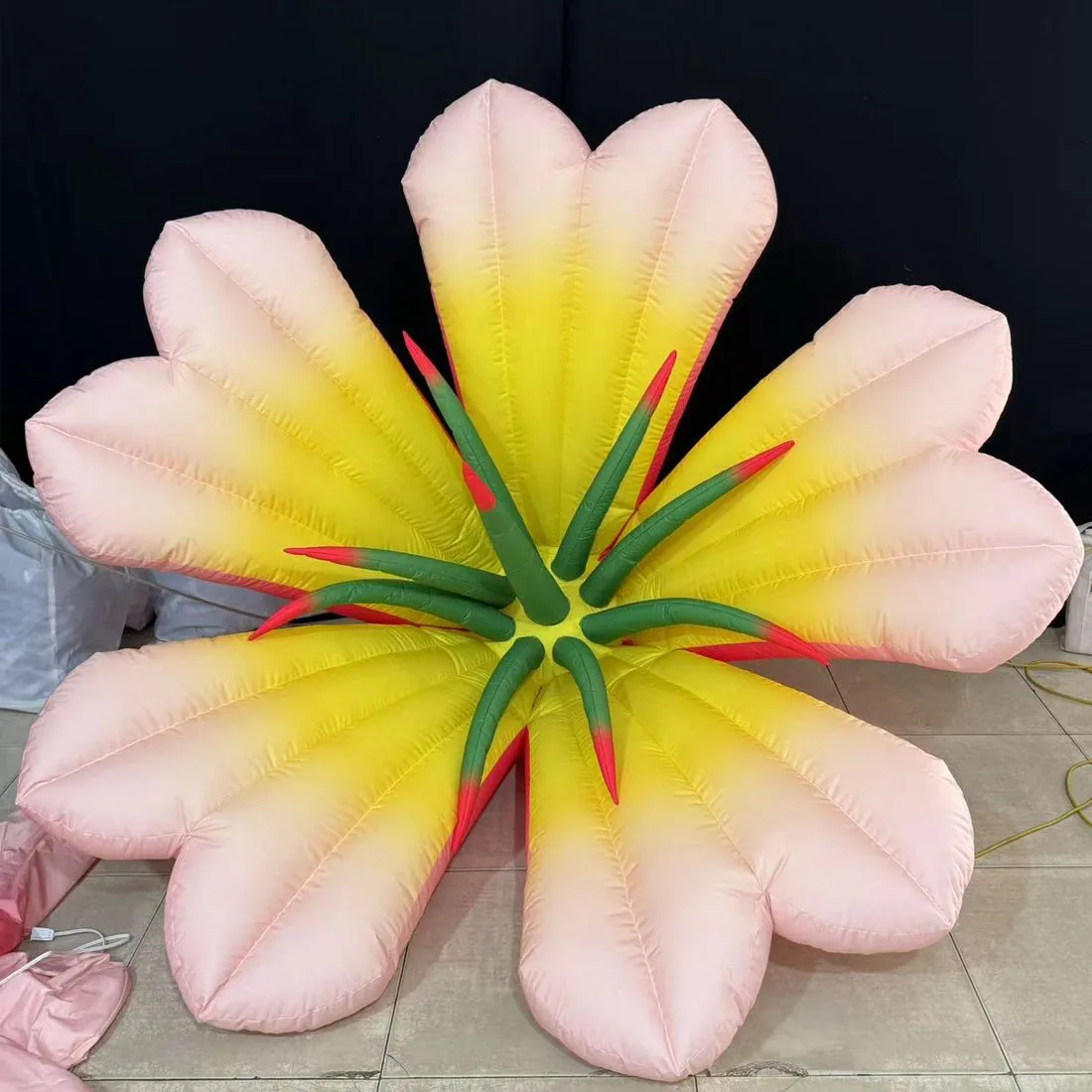 LED Pink Inflatable Lily Flower Decor Indoor for Party/Wedding/Stage/Concert/Bar Ceiling decoration