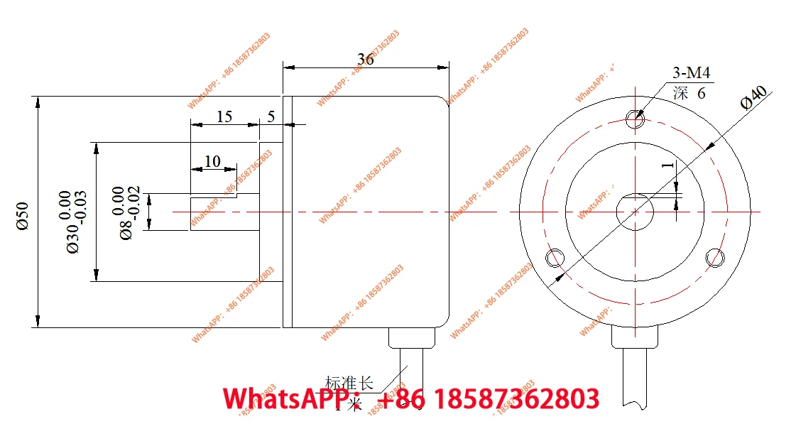 5V TTL Differential Output 5008 5208 Incremental Rotary Encoder NOC Series 1000 Pulse 1024 Wire