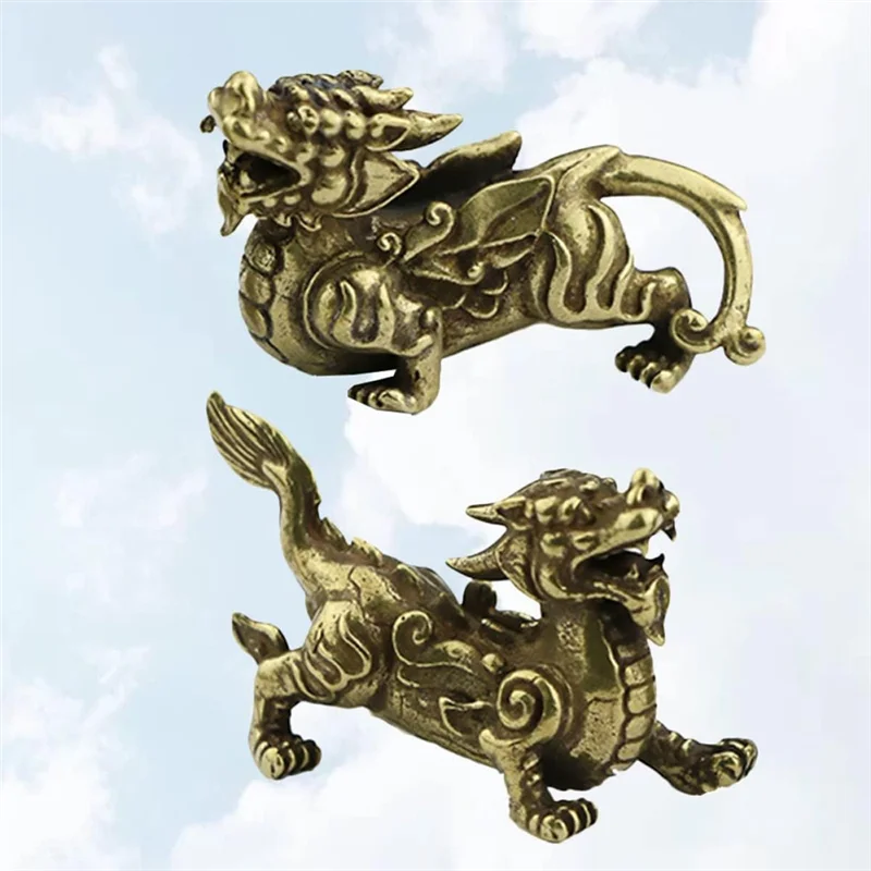 ABHI-Good Luck Statue Office Decoration Ornaments Office Living Room Fortune Beast Ornaments Metal Crafts