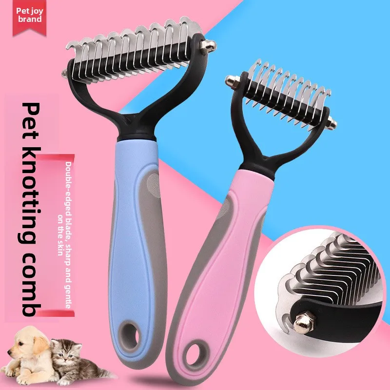 

Pet Fur Knot Cutter Brush Dog Cat Grooming Hair Remove Tools Puppy Hair 2 Sided Comb Shedding Trimmer Clean Deshedding Brushes
