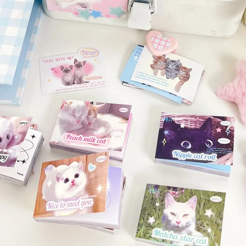 Pegatina de papelería de gato lindo para estudiante, pegatina de diario de álbum de recortes de gatito de tiro Real Kawaii, pegatina de diario Retro