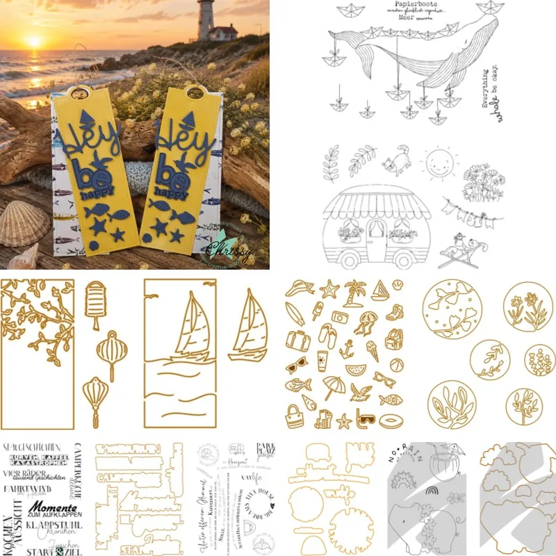 Profonds moules de découpe en métal « Enjoy Your Camping Time Van Life Manifest » – Nouveaux modèles 2026 pour scrapbooking, fabrication de papier et loisirs créatifs DIY