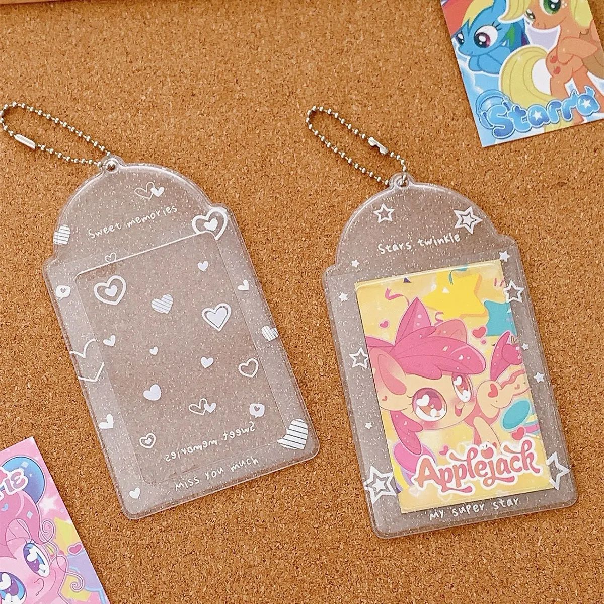 Yoofun 3-inch Photo Pocket Idol Lucky Wish Lovely Photo Display Keychain Goo Card Holder Photocards Holder Protector Sleeve