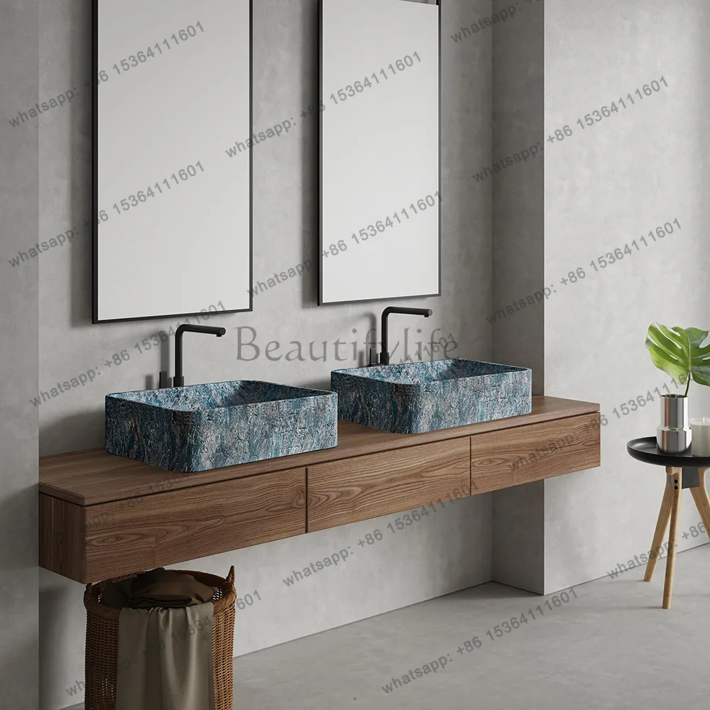 Italian minimalist light luxury designer creative cave stone table basin household bathroom face wash plate