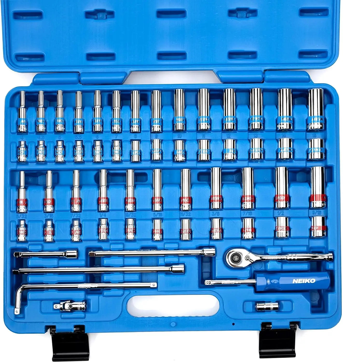 

02514A 1/4 Inch-Drive Ratchet and Small Socket Set, 58-Piece, Chrome Vanadium Steel, Multi-color Hand Tools