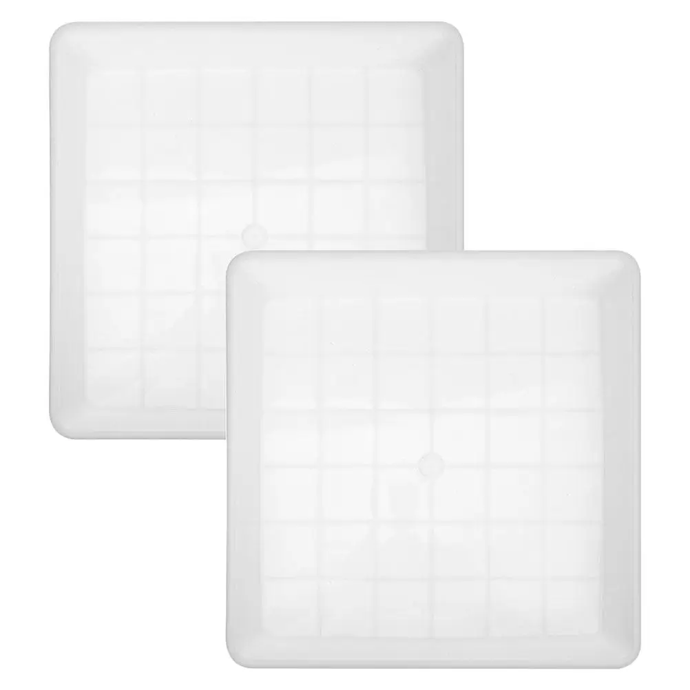 2Pcs Thick Plastic Square Planter Saucer 13.76 Inch Flower Pot Tray for Drainage Balcony Garden Bonsai Succulent Plant Water
