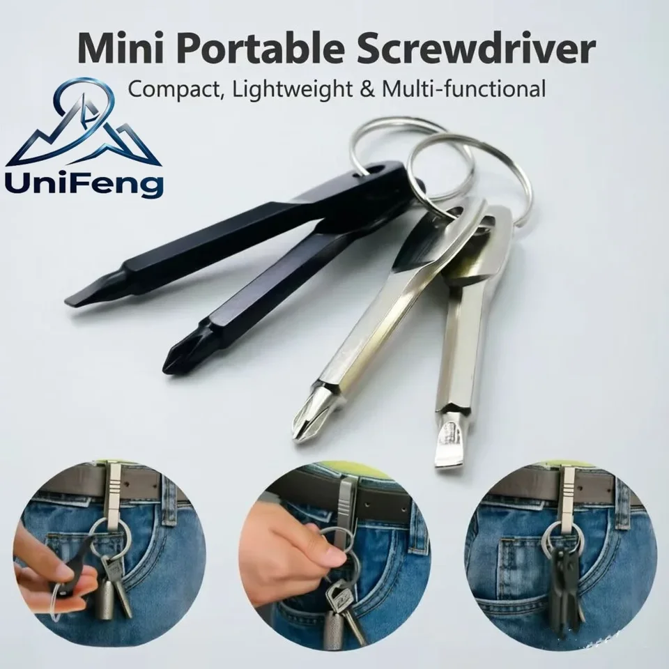 Portable Phillips Slotted Screwdriver Keychain Tool Set