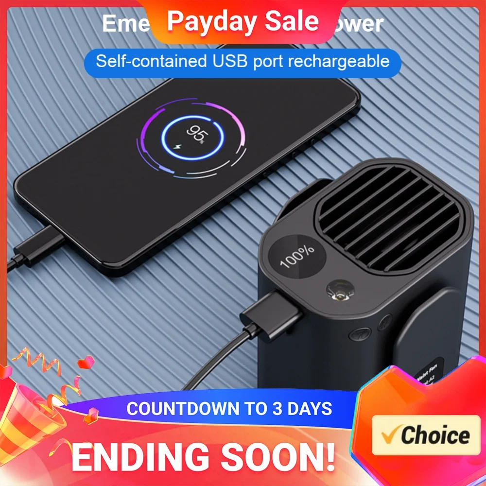 Waist Clip Fan Portable Waist Fan Multifunction Cooling Fan LED Display Mini Neck Hanging Fan for Outdoor Gardening Backpacking