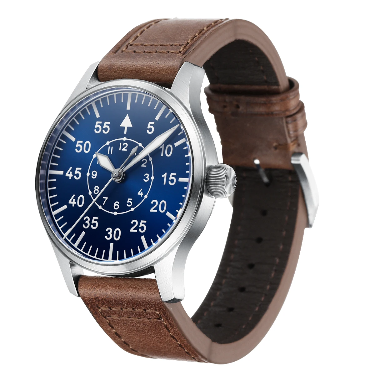 40MM Pilot Diver Watch with Super BGW9 Luminous Dial Stainless Steel Case Sapphire Crystal with AR Coating