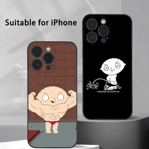 Funda G-Guy Cartoon F-Family Phone Case For iPhone 15 14 13 12 11 Pro Xs Max Mini XR X 7 8 Plus Black Frosted Soft Shell Funda