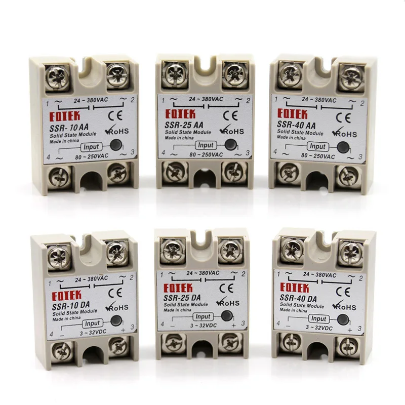 Single Phase Solid State Relay SSR 10-40DA DC Control AC 3-32V Inpu 24-380V 10-40AA Output AC Control AC High Quality Relay Base