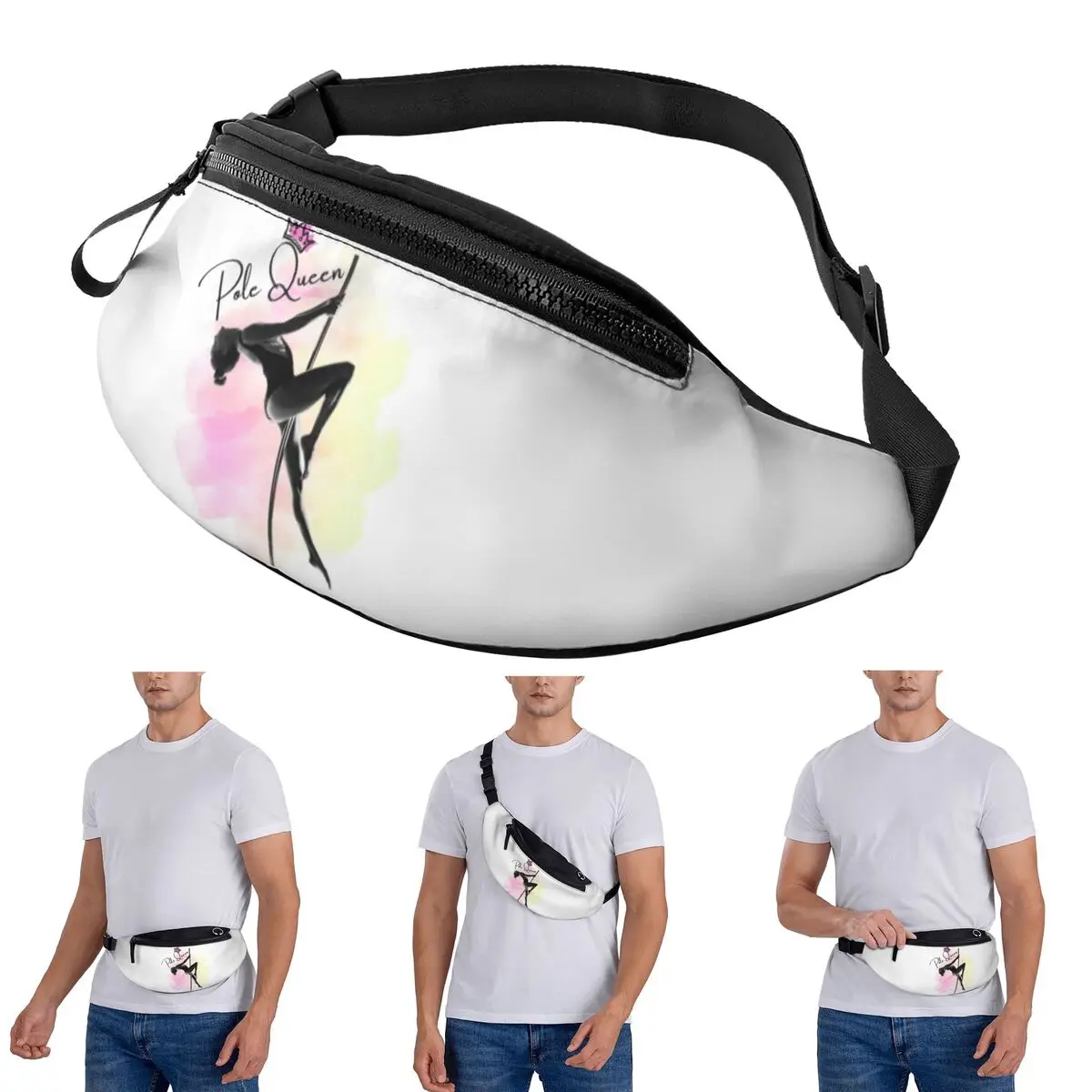 Crossbody Waist Bag Pole Queen, Pole Dance Men Women Fanny Pack Traveling Running Money Phone Pouch