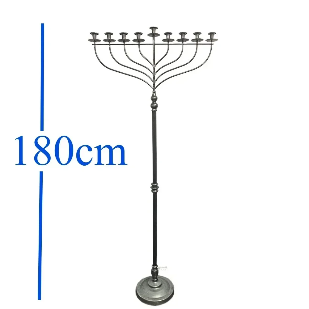 Giant 1.8m Tall Jewish Hanukkah Floor Menorah for 9 Candles – Elegant Heavy Major Jewish Rites Candlestick Holder Chanukiah