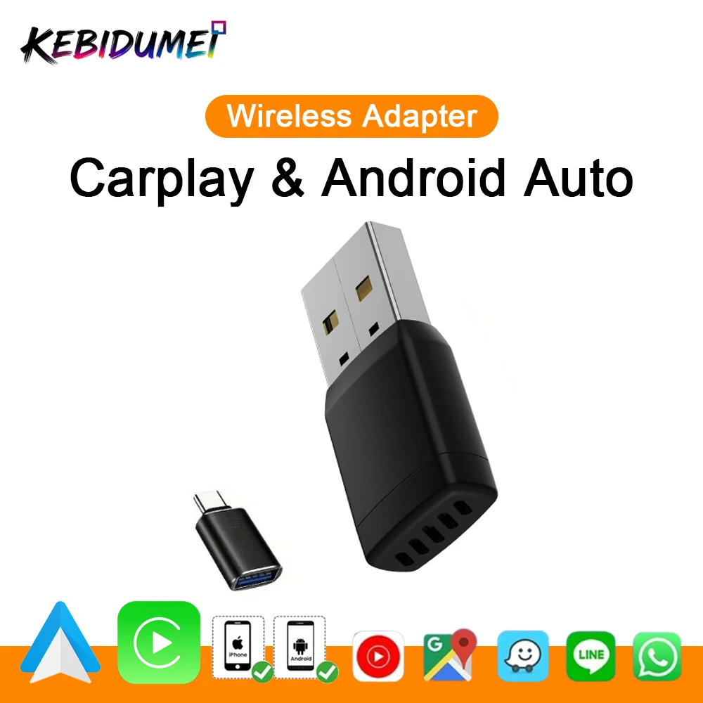 KEBIDUMEI صندوق AI للسيارة سلكي إلى توصيل Carplay اللاسلكي والتشغيل محول توصيل سريع 5 جيجا هرتز واي فاي بلوتوث ذكي دونغل ملحقات السيارة #3