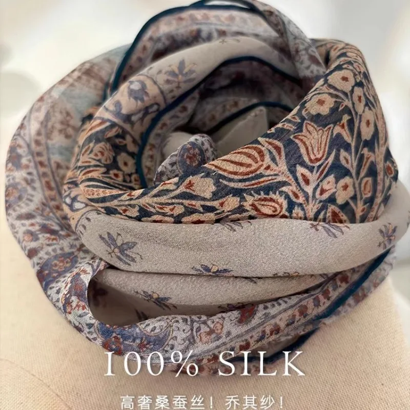 

100% шелковый жоржет, 65 см, китайский квадратный шарф, весна и осень, лето, женская мода, универсальный тонкий