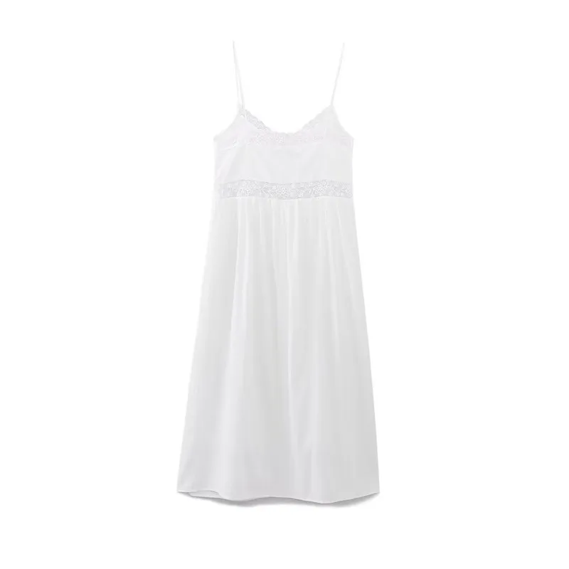 Estate delle nuove donne lungo senza spalline ricamato V-ne Dr a vita alta gonna a trapezio Sle casual confortevole cotone Dr