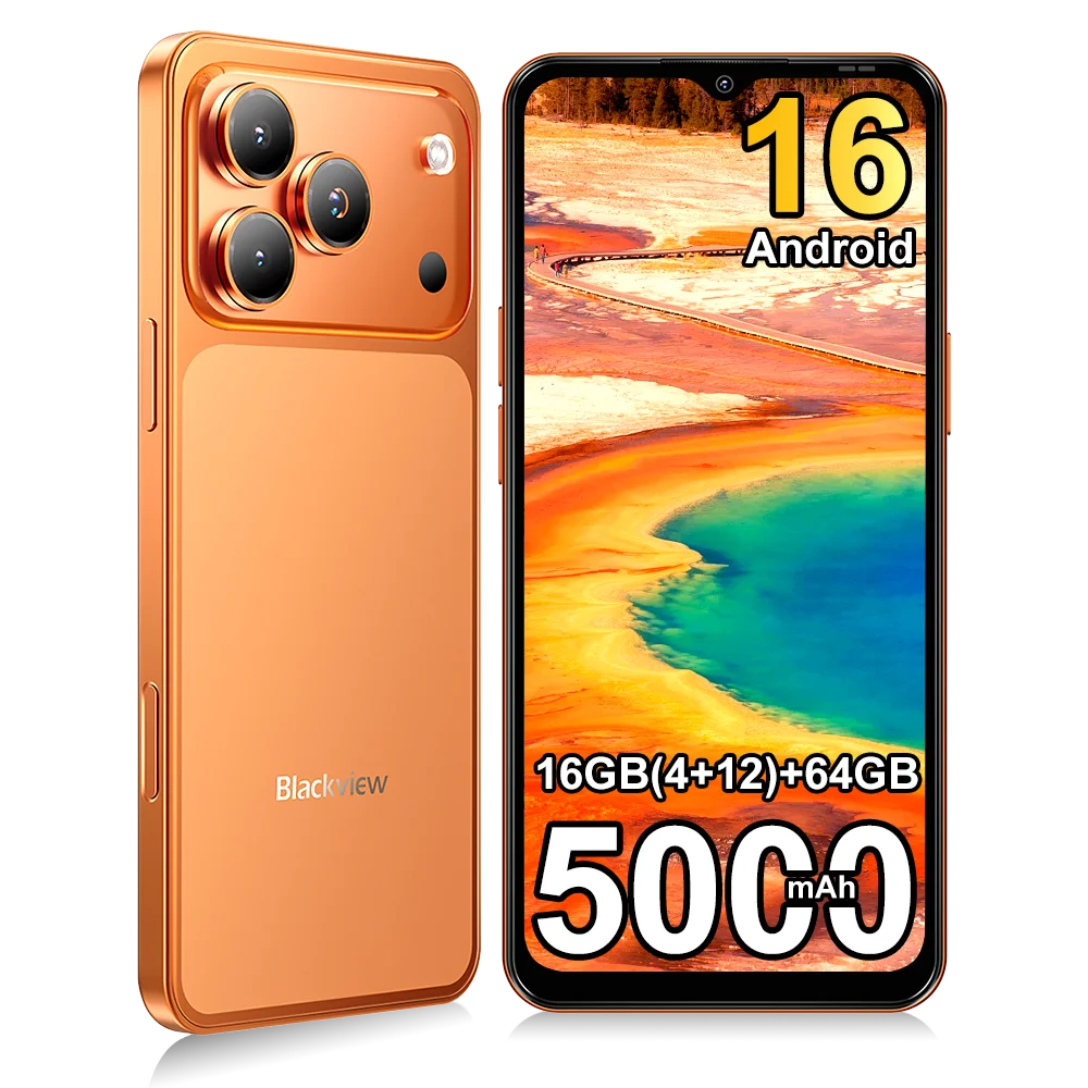 Blackview WAVE 7C Smartphone, 6,56-inch HD+ IPS-scherm, 5000 mAh-batterij, 16 GB (4+12) + 64 GB, Unisoc-telefoon, camera's 32MP + 13MP, 4G, Android 16, Dual-SIM