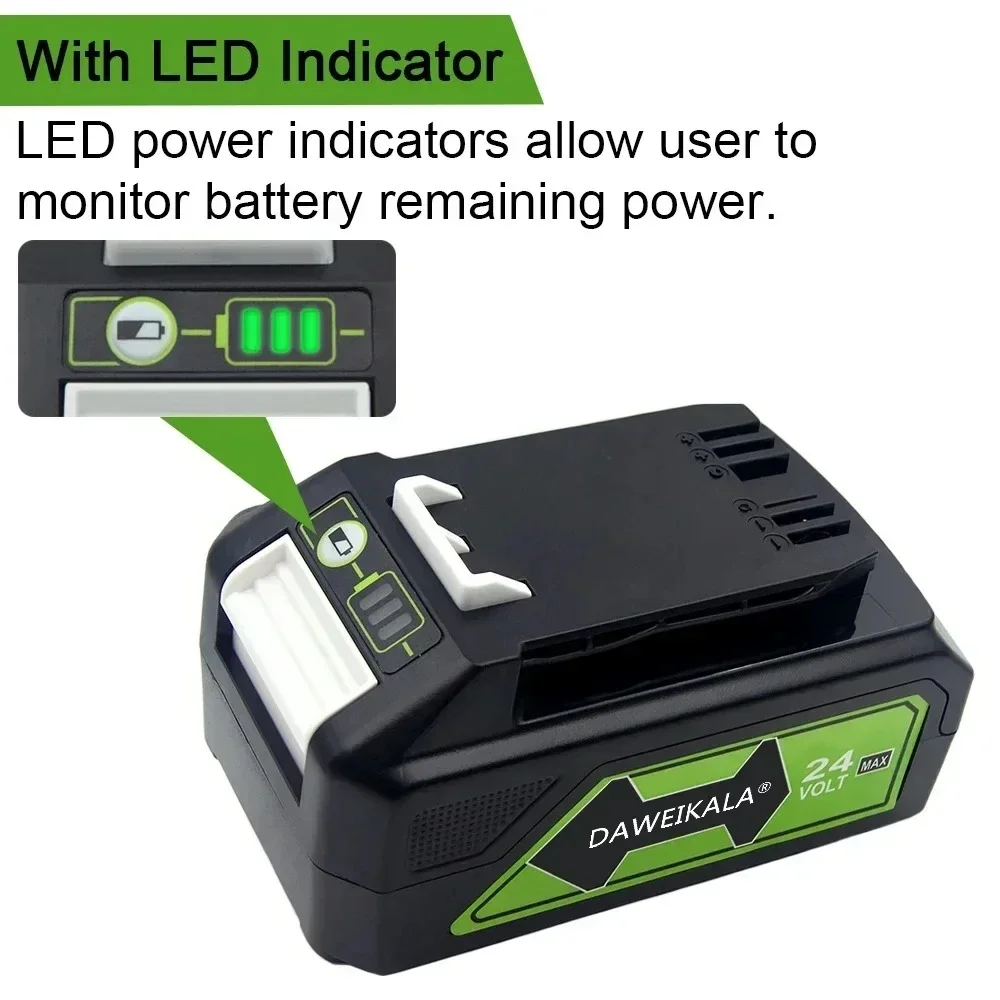 Greenworks-batería de litio de 24V y 6,0 Ah para herramientas, herramientas MO24B410, MO48L4211, HT24B210, 21342