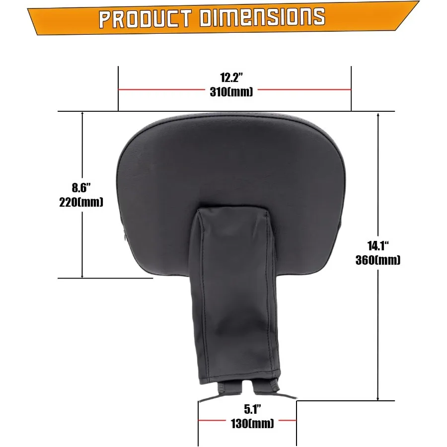 مسند ظهر للسائق قابل للتعديل لدراجة Harley Fatboy Heritage Softail Classic FLSTC 072020 مع تصميم NodStudded باللون الأسود f #5