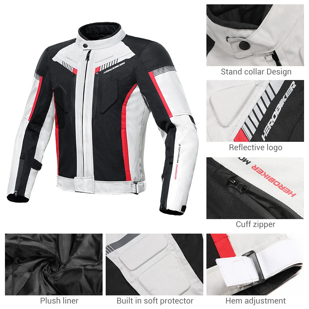 Motorcycle Jacket Waterproof Motorbike Jacket Moto Overcoat Pants Reflective Racing Jackets Pants Wearable Removable Lining