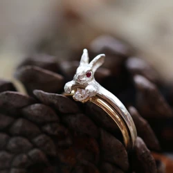 Fashion Rabbit Rings Set Silver Color Rabbit Rings+CZ Zircon Rings for Women Girls Engagement Wedding Ring Party Jewelry Gifts