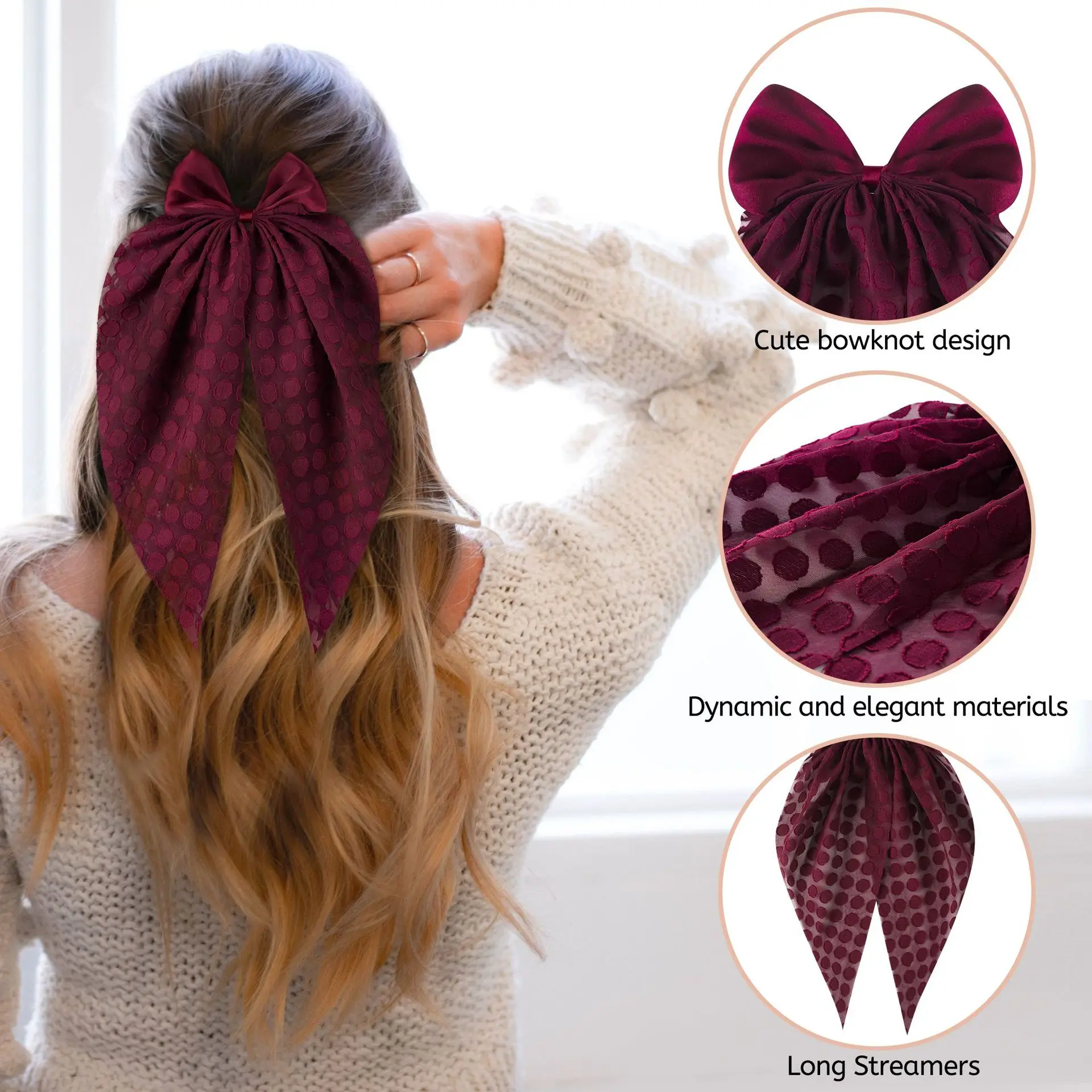 

Korean version of the new high-end bow, duckbill clip, streamer hairpin, women's disc hair, large temperament hairpin headdress.