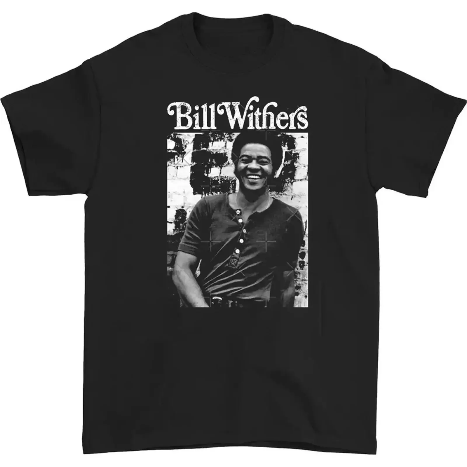 NOVA CAMISA UNISSEX Bill Withers Smile Preta Todos os Tamanhos S a 5XL Vintage Lavada Levemente Versátil Confortável Casual