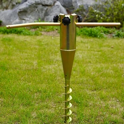 1pcs Outdoor Drying Rack Base Metal Yellow Umbrella Anchor Spiral Screw Sturdy Suitable for Garden Backyard Lawn Soil Anchor
