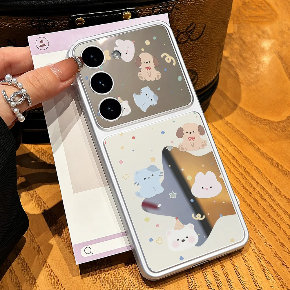 Make Up Mirror Bear Case For Samsung S26 Ultra S25 FE S24 S23 A57 5G A56 A55 A17 A16 A07 A06 A54 A53 A37 A36 A35 A26 Cover