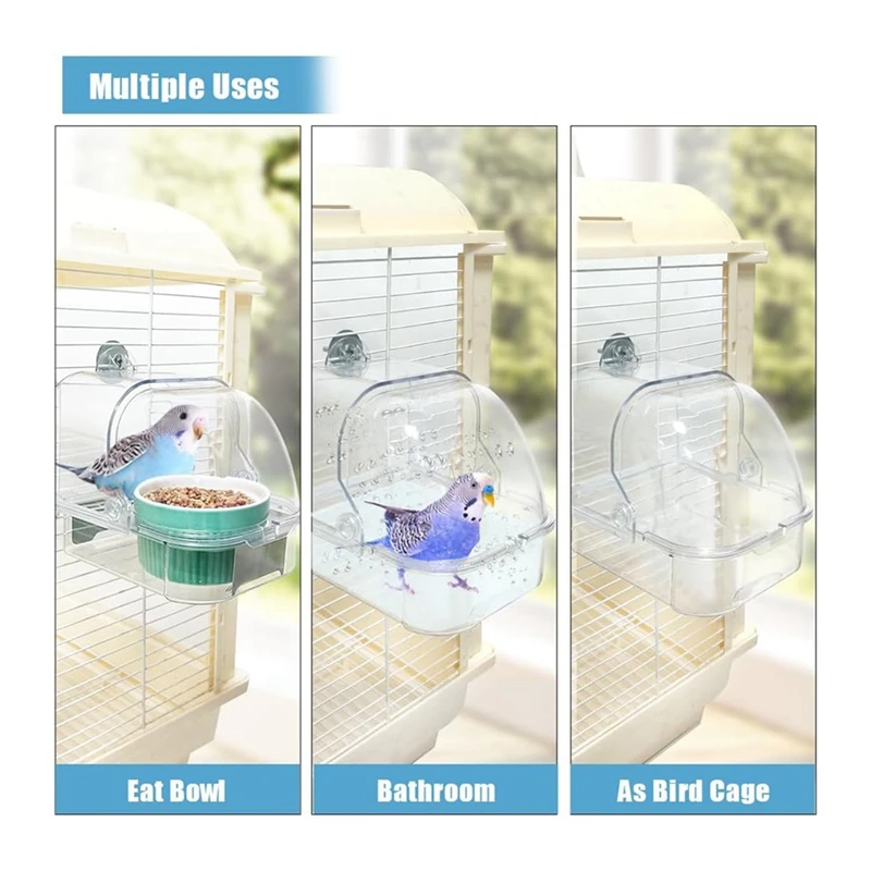 Bird Feeder For Cage No Mess Bird Cage Pet Feeder Bird Bath For Cage For Parakeet Canary Cockatiel With Ceramic Bowl