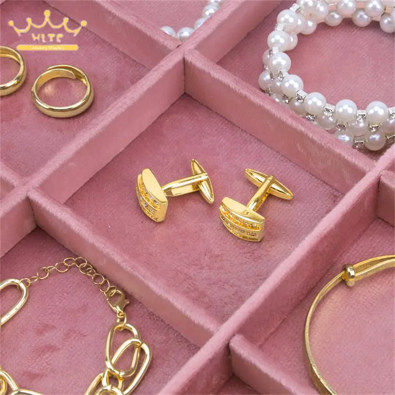 Wooden Frame and Pink Velvet Inside Tray 35*24Cm Large Capacity Ring Earring Necklace Display Organizer Cufflinks Brooch Holder