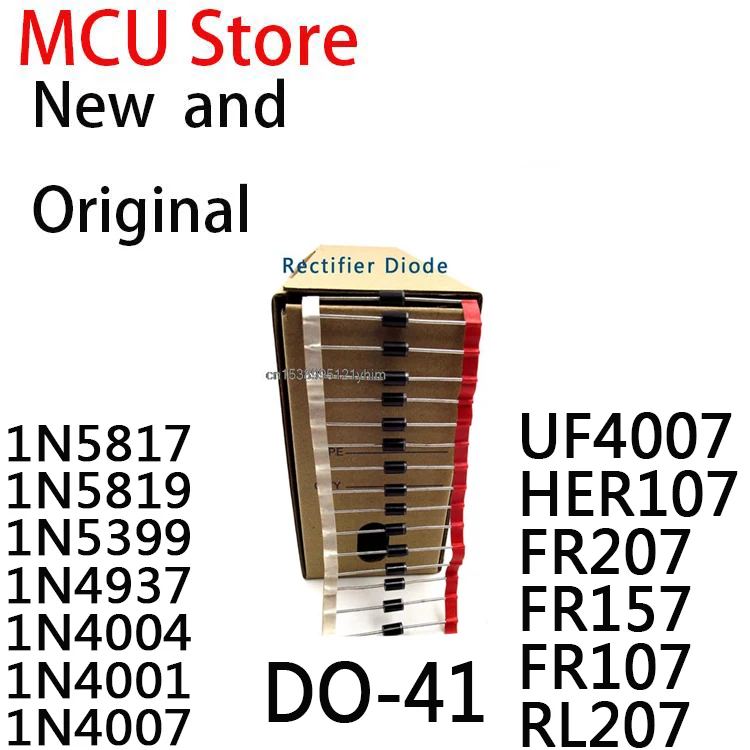 1 Package Schottky Rectifier Diode DO-41 1N5817 1N5819 1N5399 1N4937 1N4004 1N4001 1N4007 UF4007 HER107 FR207 FR157 FR107 RL207