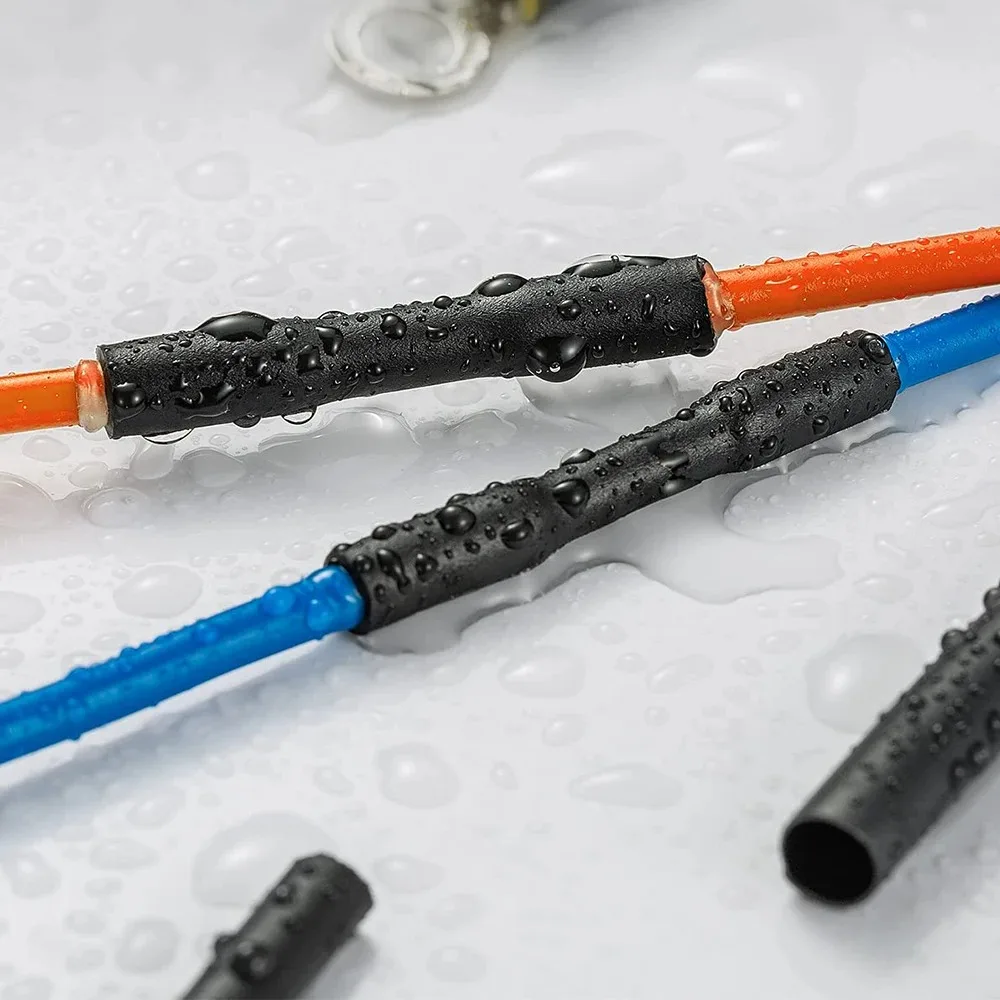 Black Heat Shrink Tubing Kit for Wire Cable Repair Polyolefin Sleeving Assortment Electrical Insulation Connection Protection