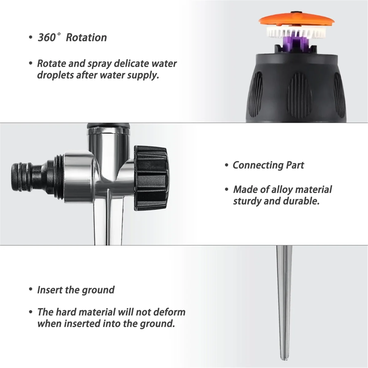 2er-Pack Getriebe-Sprinkler, 360-Grad-automatischer Sprinkler für effiziente Rasenbewässerung-BCBW
