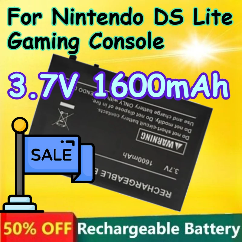 

3.7V Rechargeable Games Lithium Battery for Nintendo DS Lite Gaming Console Battery 1600mAh Large Capacity