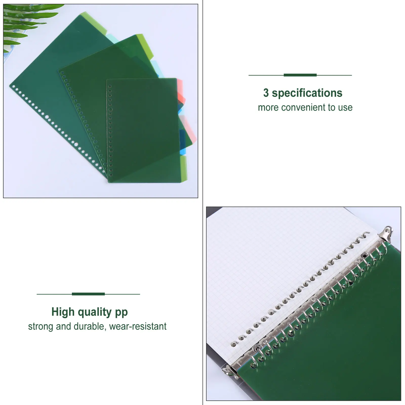 12 Sets PP Material Page Divider Replacement Core Separating Tabs for Binder Archives Index Classification Notebooks