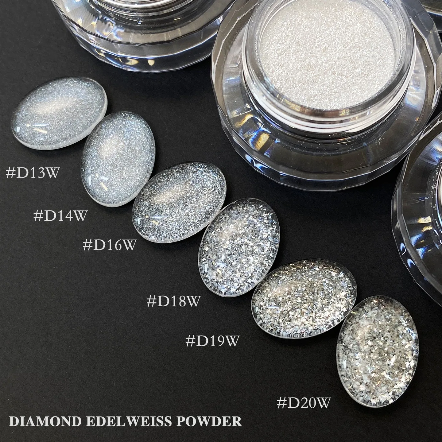 DIAMOND EDELWEISS  Nail Powder , Fine Glitter Velvet Texture, Hidden Sparkle, Dense Shiny Threads, Continuous Flashing Light