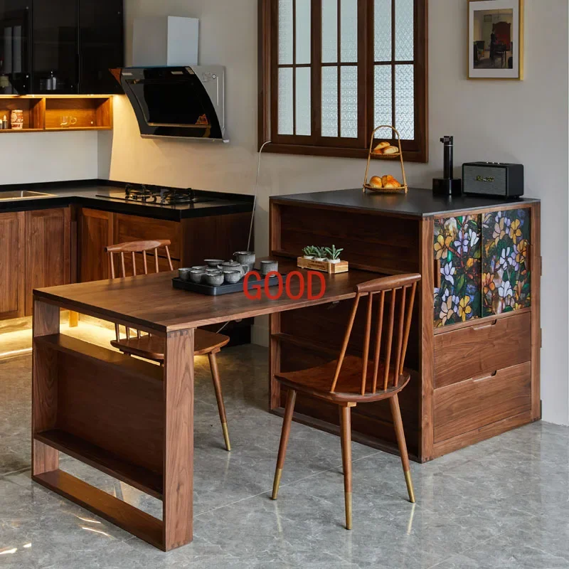 

Остров обеденного стола из черного ореха Северной Америки, встроенный выдвижной