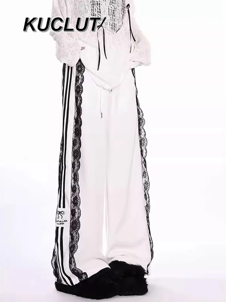 Subculture Style Y2K Style Women's Casual Trousers Lace Sweatpants for Women Autumn and Winter High Waist Slimming Long Pants