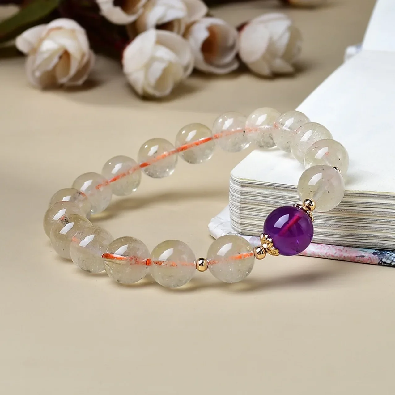 

Natural Citrine Amethyst Main Bead Bracelet Women's Light Luxury Fashion Lucky Bracelet
